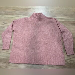 LOFT Blush Pink Ribbed Mock Neck Sweater